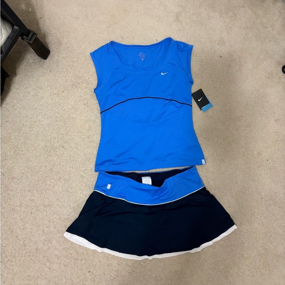 Two Tone Nike Skort and Cap Sleeve Top Set! #blue #nike #skort #set **DRi-FIT**